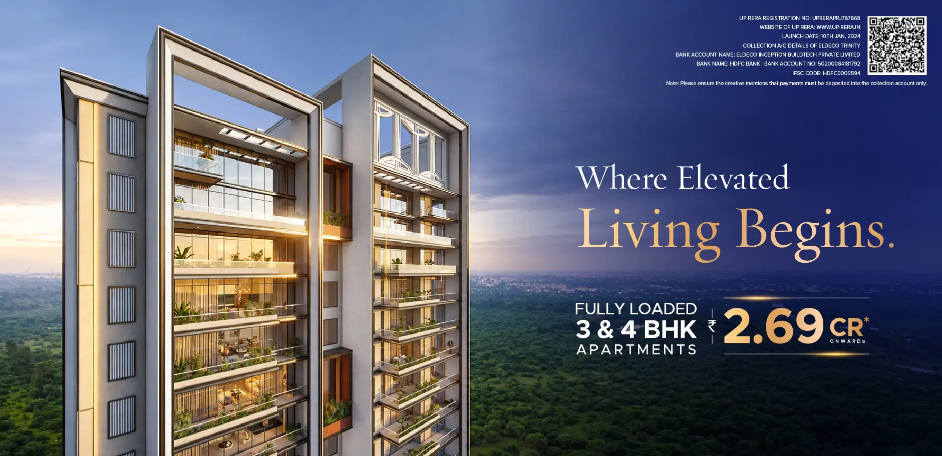 Eldeco Trinity aerial view — 3 towers in Gomti Nagar Extension